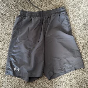 Grey athletic shorts under armour